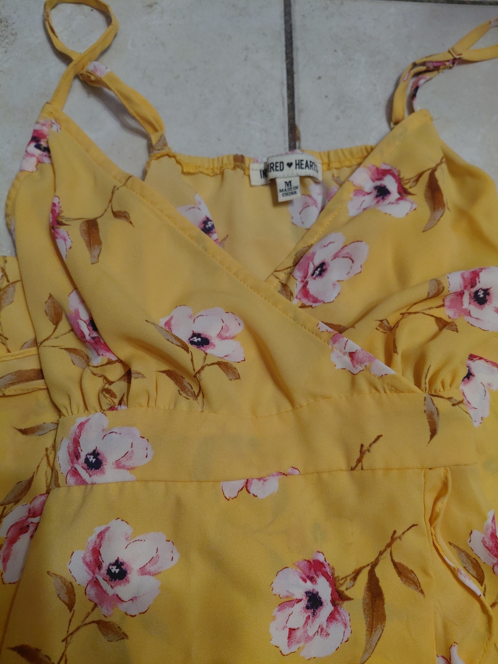 Yellow Floral Flutter Wrap Sundress with Pink Blooms